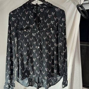 Maeve by Anthropologie Black Cat Print Women's Top Size XS